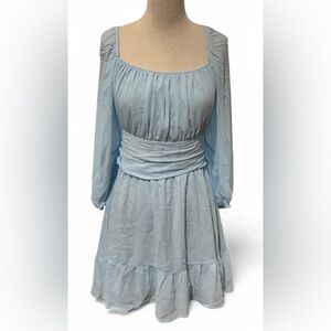 NWT Exlura Short Puff Sleeve Midi Sundress XXL | Tie Back Square Neck